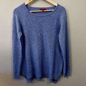 RED Cable Knit Sweater Blue Cozy Costal Grandma Women's Size XXL ( L /‎ XL ?)
